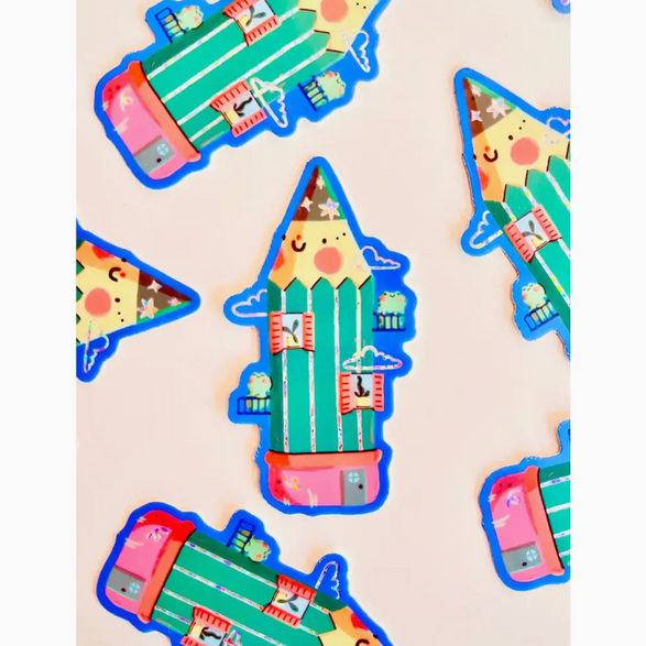 Frog Pencil House Sticker