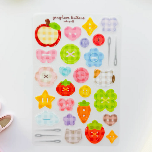 Gingham Buttons Sticker Sheet