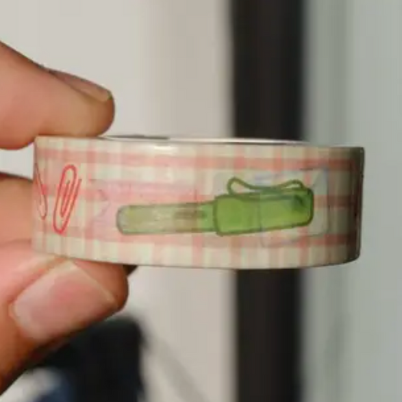 Pink Gingham Stationery Washi Tape (15mm)