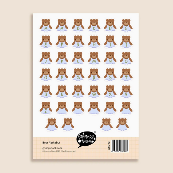 Bear Alphabet Sticker Sheet
