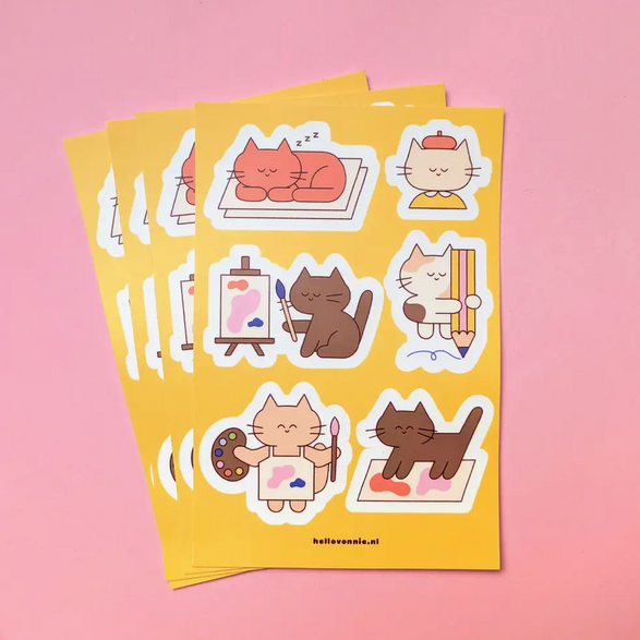 Artist Cat Sticker Sheet