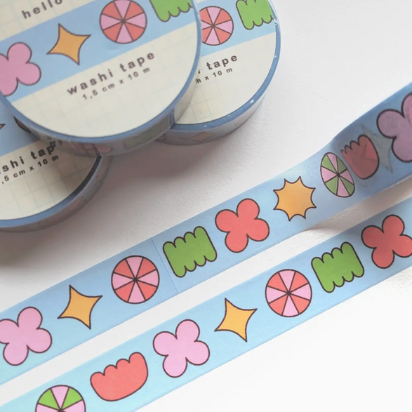 Blue Shapes Washi Tape (15mm)