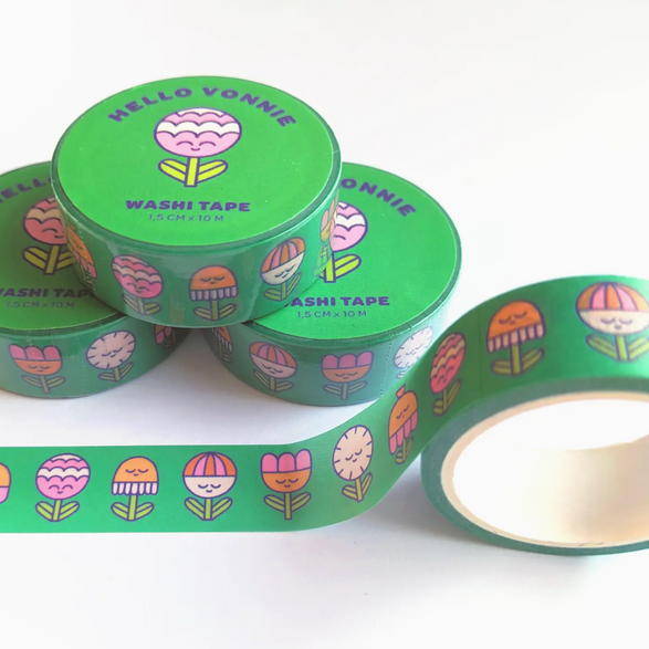 Green Floral Washi Tape (15mm)