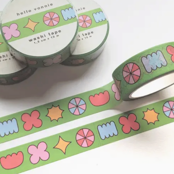Green Shapes Washi Tape (15mm)