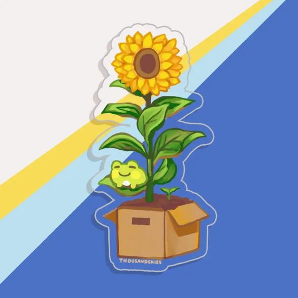 Sunflower Frog Sticker