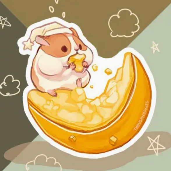 Moon Hamster Sticker