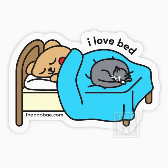 I Love Bed Sticker