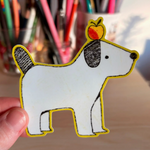 White Apple Dog Sticker
