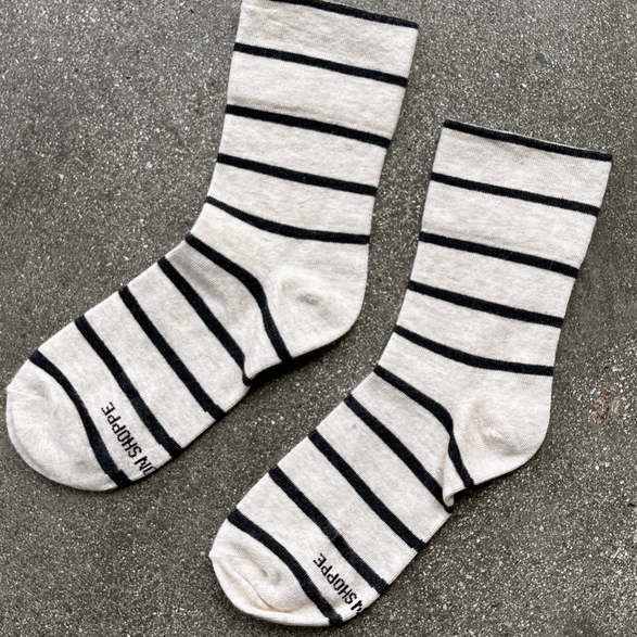 White + Black Striped Wally Socks