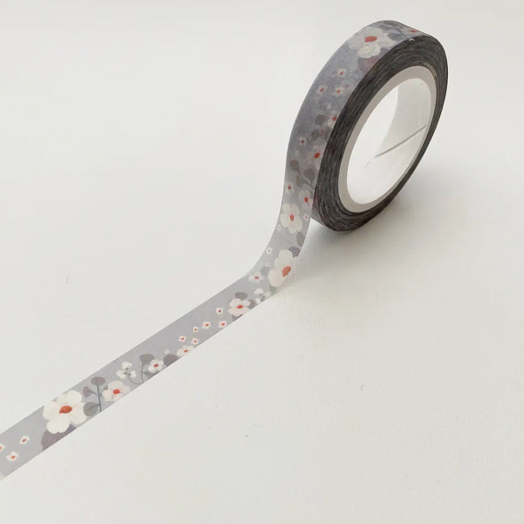 Grey Florals Washi Tape (8mm)