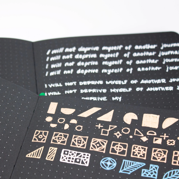 Dot Grid Avocado Notebook - Black Paper (B5)