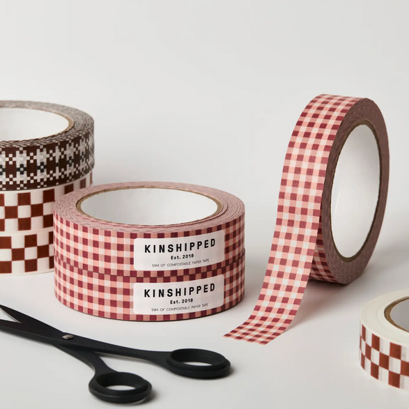 Red Gingham Recyclable Paper Tape