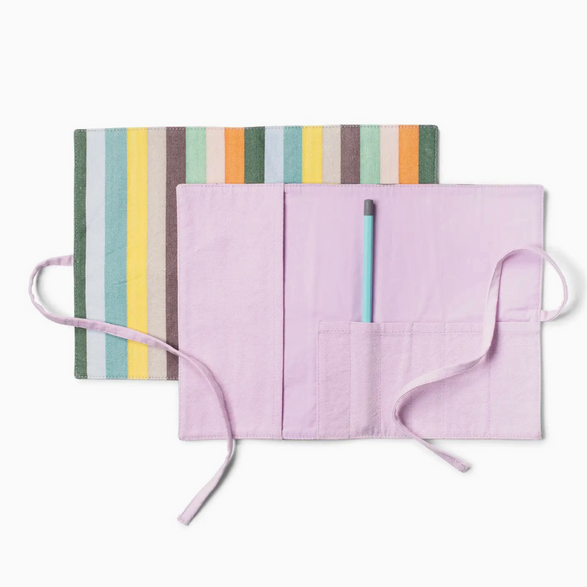 Striped Roll Up Pen Pouch