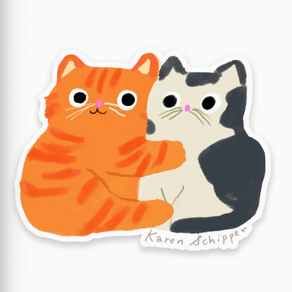 Hugging Cats Sticker