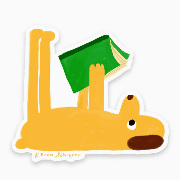 Reading Dog Sticker