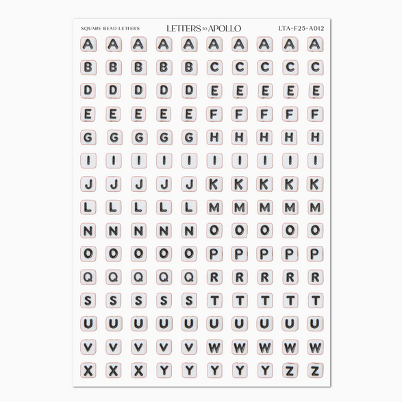 Square Bead Letters Sticker Sheet