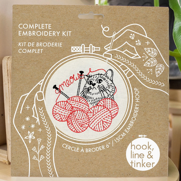 Cross Stitch Kit: Kitten with Knitting