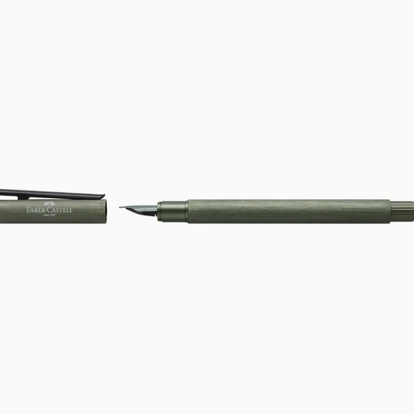 Neo Slim Black Fountain Pen - Olive Green (Fine Nib)