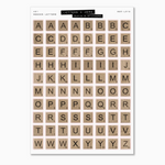 Wooden TIle Letter Sticker Sheet