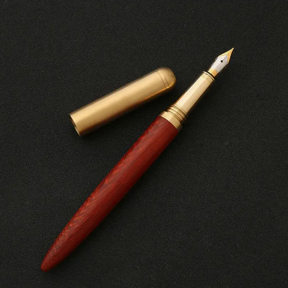 Handmade Wood + Brass Fountain Pen - Red Rosewood