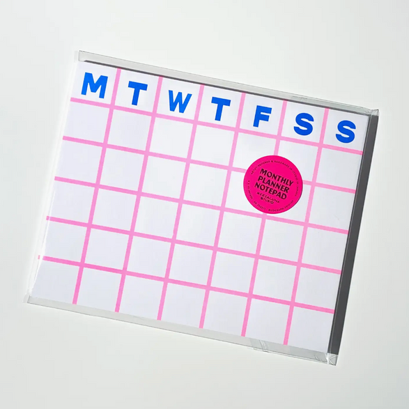 Pink Grid Monthly Notepad