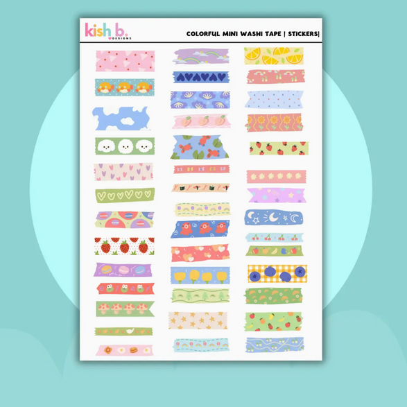 Cute Washi Tape Sticker Sheet