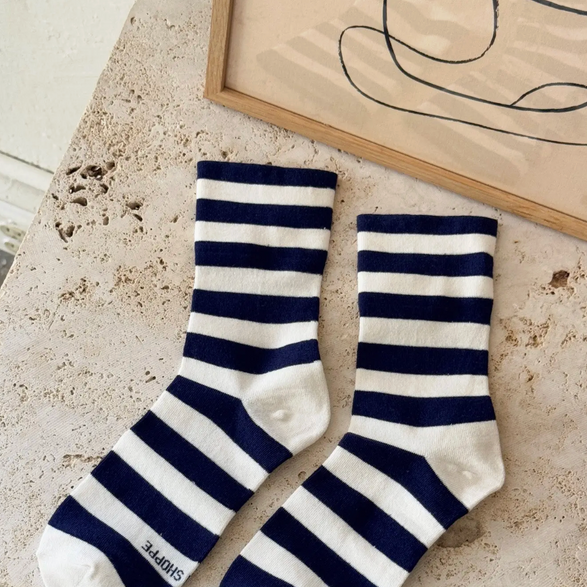 Navy Striped Wally Socks