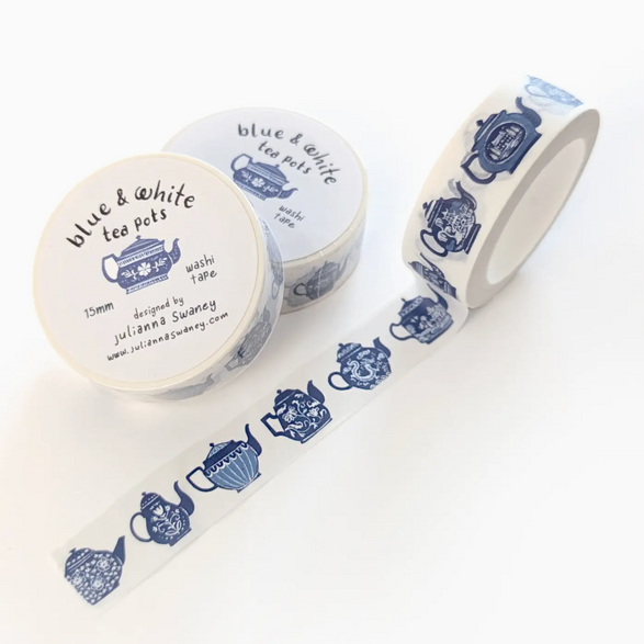 Blue Teapots Washi Tape (15mm)