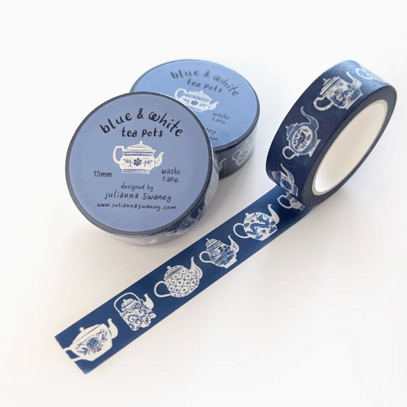 White Teapots Washi Tape (15mm)