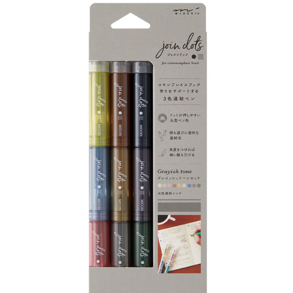 MD Connecting Pen Join Dots (Set of 9)- Grey Tone
