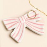 Pink Striped Bow Trinket Dish