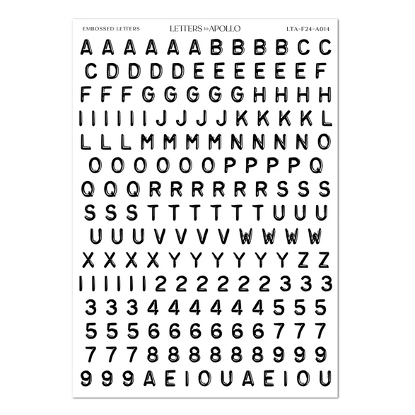 Embossed Letters Sticker Sheet