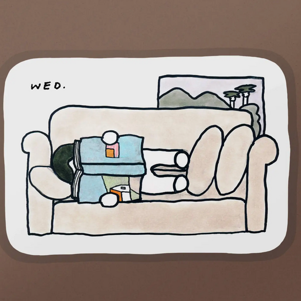 Reading on Sofa Sticker
