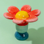 Tiny Red Flower Ceramic Sculpture