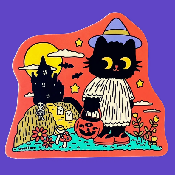 Trick or Treat Cat Sticker