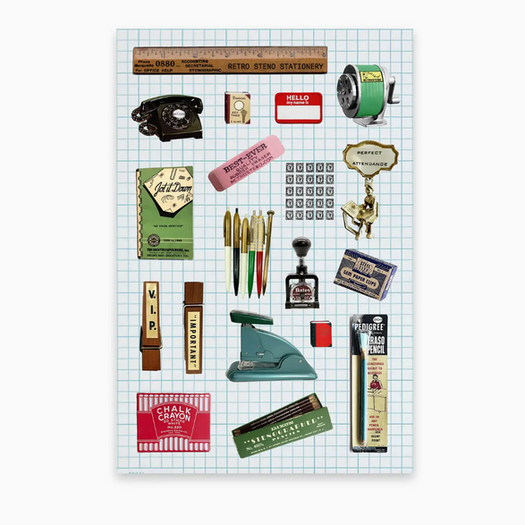 Vintage Office Supplies Sticker Sheet