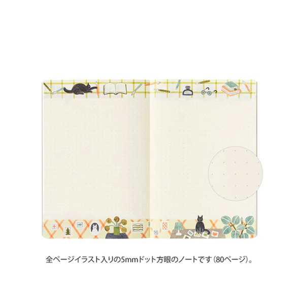 Dot Grid Yuru Log Notebook - Cats