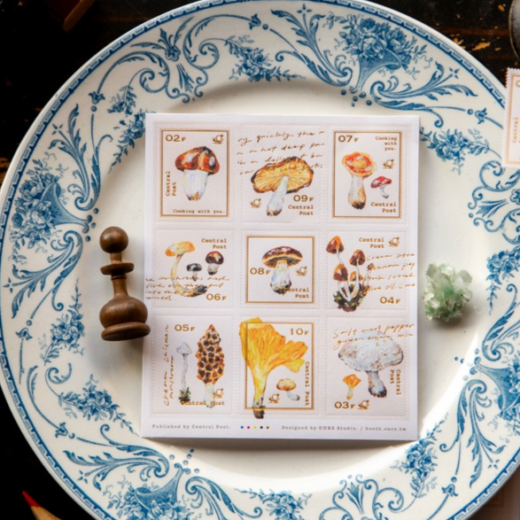 Mushroom Recipes Stamp Sticker Sheet