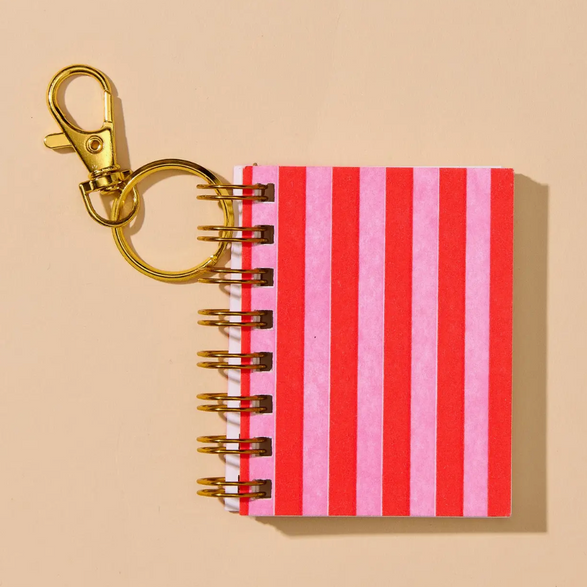 Mini Keychain Notebook: Pink Stripes