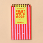 Lined Pocket Notebook: Red + Pink Stripes