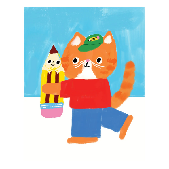 2026 Stationery Store Day Cat and Pencil Greeting Card