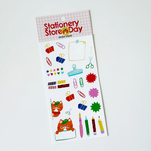 2026 Stationery Store Day Cat Cashier Sticker Sheet