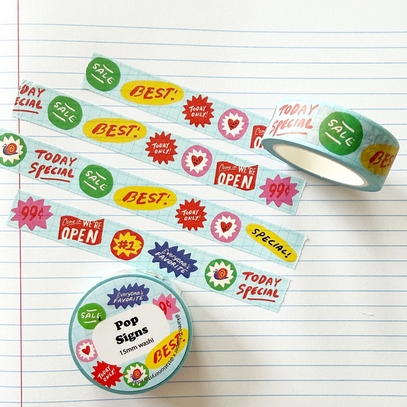 2026 Stationery Store Day Pop Signs Washi Tape (15mm)