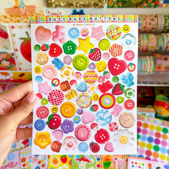 Busy Bug's Buttons Sticker Sheet