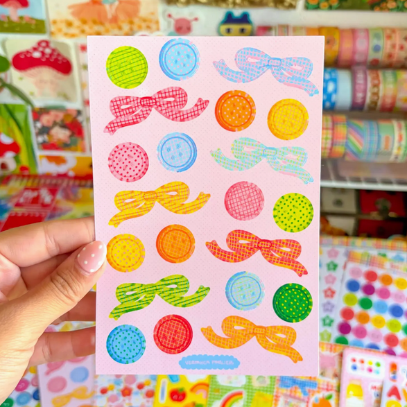 Buttons and Bows Sticker Sheet