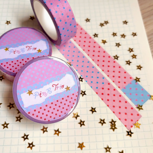 Pink Trio Polka Dots Washi Tape (15mm)