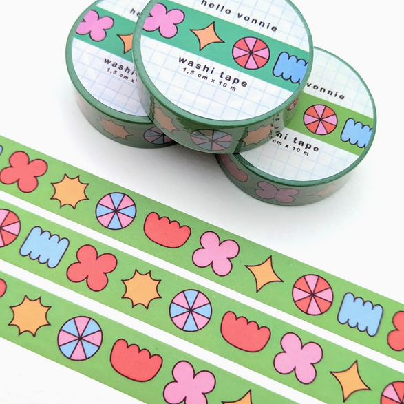 Green Shapes Washi Tape (15mm)