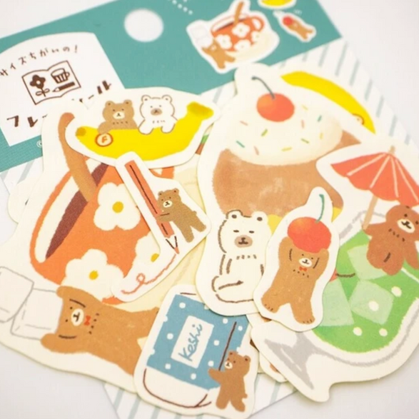 Teal Bear Sticker Flake Set