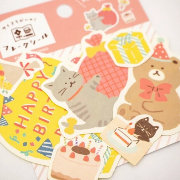 Pink Birthday Sticker Flake Set