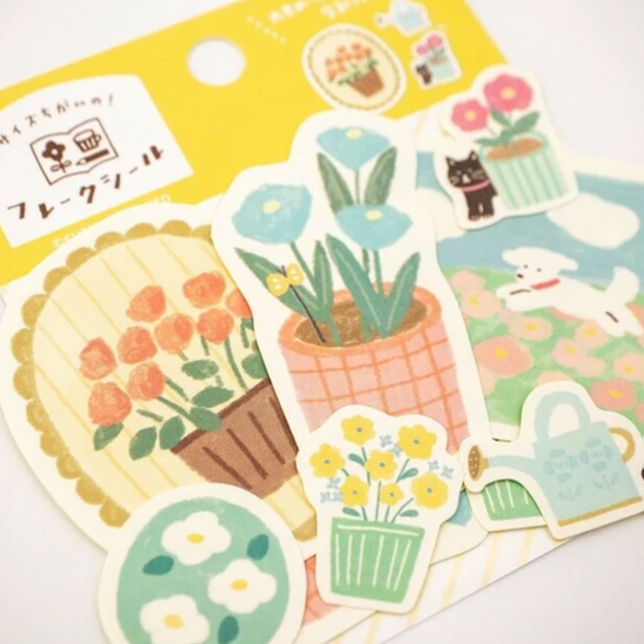 Yellow Floral Sticker Flake Set